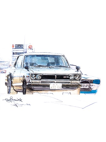 보우 스포츠카 아트 포스터 - 닛산 스카이라인 GT-R